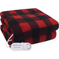 Couverture chauffante électrique en tartan rouge et noir, Polyester SGX709 | Office Plus
