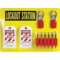 Lockout Board with Keyed Different Nylon Safety Lockout Padlocks, Plastic Padlocks, 6 Padlock Capacity, Padlocks Included SHB345 | Office Plus