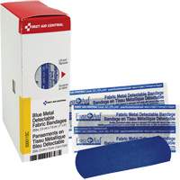 Fabric Blue Detectable Bandages, Rectangular/Square, 1", Fabric Metal Detectable, Sterile SHE879 | Office Plus