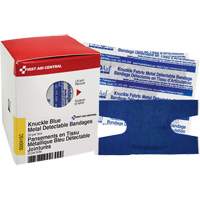 Knuckle Blue Detectable Bandages, Knuckle, Fabric Metal Detectable, Sterile SHE881 | Office Plus