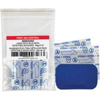 Blue Adhesive Bandages, Rectangular/Square, 3", Fabric Metal Detectable, Non-Sterile SHG048 | Office Plus