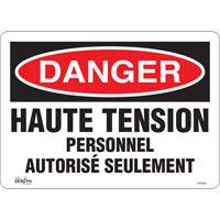 Enseigne « Haute tension », 10" x 14", Vinyle, Français SHG599 | Office Plus