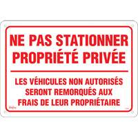 Enseigne « Ne pas stationner propriété privée », 14" x 20", Aluminium, Français SHG604 | Office Plus