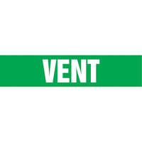 "Vent" Pipe Markers, Self-Adhesive, 4" H x 24" W, White on Green SI570 | Office Plus