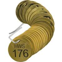 Étiquettes numérotées en laiton pour vannes «HWS» SX754 | Office Plus