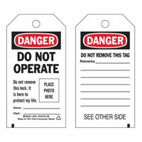 Self-Laminating "Do Not Operate" Tags, Polyester, 3" W x 5-3/4" H, English SX840 | Office Plus