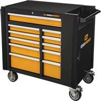 Powered Tool Cart, 11 Drawers, 42-1/2" W x 24-7/16" D x 41" H, Black/Orange TEQ808 | Office Plus
