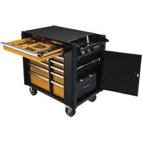 Chariot à outils électrique, 11 tiroirs, 42-1/2" la x 24-7/16" p x 41" h, Noir/Orange TEQ808 | Office Plus