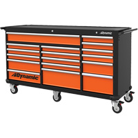 Roller Cabinet, 17 Drawers, 71" W x 24" D x 41" H, Black/Orange TER181 | Office Plus