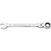 90-Tooth Flex Head Ratcheting Combination Wrench, 12 Point, 15 mm, Chrome Finish UAV544 | Office Plus