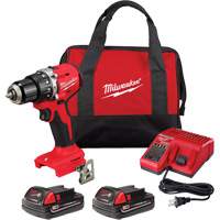M18™ Compact Brushless Hammer Drill/Driver Kit, Lithium-Ion, 18 V, 1/2" Chuck, 550 in-lbs Torque UAW908 | Office Plus