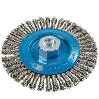 Knot-Twisted Stringer Bead Wire Wheel, 5" Dia., 0.02" Fill, 5/8"-11 Arbor, Aluminum/Stainless Steel UE925 | Office Plus