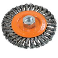Wide Knotted Wire Wheel Brush, 5" Dia., 0.02" Fill, 5/8"-11 Arbor, Steel UE938 | Office Plus