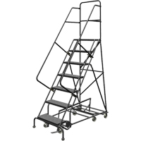 All Directional Rolling Ladder, 7 Steps, 24" Step Width, 70" Platform Height, Steel VC540 | Office Plus