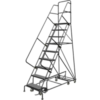 All Directional Rolling Ladder, 9 Steps, 24" Step Width, 90" Platform Height, Steel VC542 | Office Plus