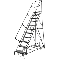 All Directional Rolling Ladder, 11 Steps, 24" Step Width, 110" Platform Height, Steel VC544 | Office Plus