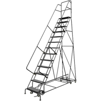 All Directional Rolling Ladder, 13 Steps, 24" Step Width, 130" Platform Height, Steel VC546 | Office Plus