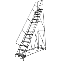 All Directional Rolling Ladder, 15 Steps, 24" Step Width, 150" Platform Height, Steel VC548 | Office Plus