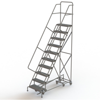All Directional Rolling Ladder, 10 Steps, 24" Step Width, 100" Platform Height, Steel VC553 | Office Plus