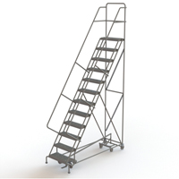 All Directional Rolling Ladder, 12 Steps, 24" Step Width, 120" Platform Height, Steel VC555 | Office Plus