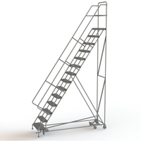 All Directional Rolling Ladder, 14 Steps, 24" Step Width, 140" Platform Height, Steel VC557 | Office Plus