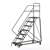 Heavy Duty Safety Slope Ladder, 7 Steps, Perforated, 50° Incline, 70" High VC575 | Office Plus