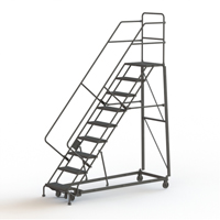 Heavy Duty Safety Slope Ladder, 9 Steps, Perforated, 50° Incline, 90" High VC577 | Office Plus