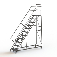 Heavy Duty Safety Slope Ladder, 11 Steps, Serrated, 50° Incline, 110" High VC586 | Office Plus