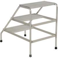 Aluminum Step Stand, 3 Step(s), 22-13/16" W x 34-9/16" L x 30" H, 500 lbs. Capacity VD459 | Office Plus